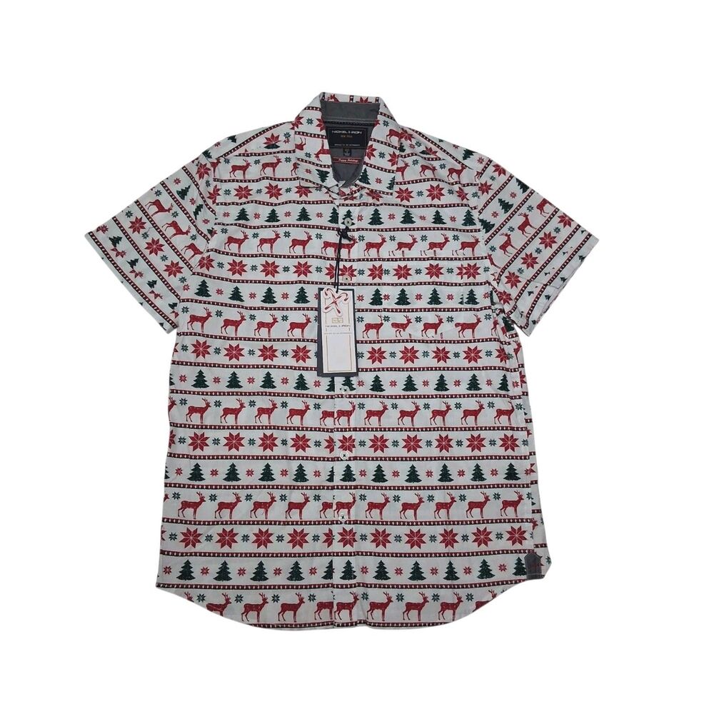 Nickel & Iron Men's Small Shirt NEW WITH TAGS Christmas Reindeer Button Up